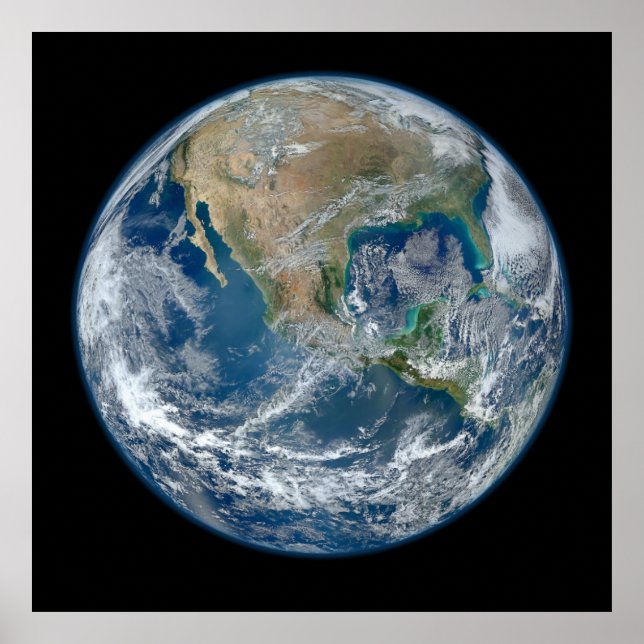 Blue Marble Planet Earth North America Mexico Poster (Front)