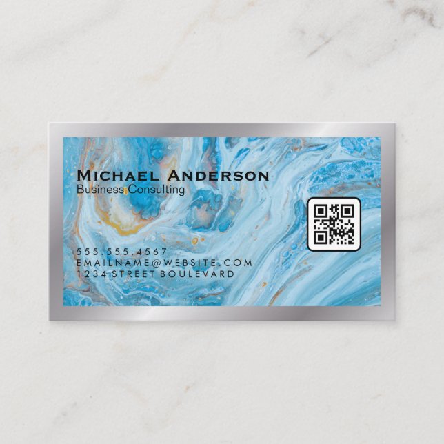 Blue Marble | QR Code Business Card (Front)
