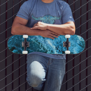 Blue Marble Splash Skateboard