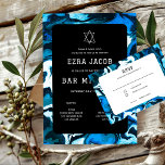 Blue Marble Star of David Custom Bar Bat Mitzvah<br><div class="desc">Perfect card to announce a bat mitzvah, bar mitzvah or other Jewish celebration! Hand made abstract art for you on the front and back side! FULLY CUSTOMIZABLE! Click on “Personalise” above to edit the text. Click "edit using design tool" to adjust the fonts, colours and placements and to delete the...</div>