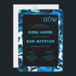 Blue Marble Star of David Custom Bar Bat Mitzvah Invitation<br><div class="desc">Perfect card to announce a bat mitzvah, bar mitzvah or other Jewish celebration! Hand made abstract art for you on the front and back side! FULLY CUSTOMIZABLE! Click on “Personalise” above to edit the text. Click "edit using design tool" to adjust the fonts, colours and placements and to delete the...</div>
