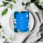 Blue Marble Star of David Custom Bar Bat Mitzvah Menu<br><div class="desc">Perfect menu card for a bat mitzvah, bar mitzvah or other Jewish celebration! Hand made abstract art for you on the front and back side! FULLY CUSTOMIZABLE! Click on “Personalise” above to edit the text. Click "edit using design tool" to adjust the fonts, colours and placements and to delete the...</div>