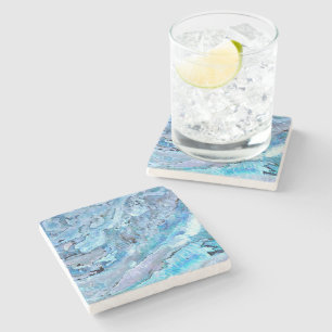 blue marble stone coaster