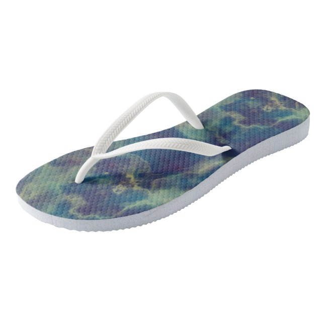 Blue Marble Swirl Abstract Jandals (Angled)