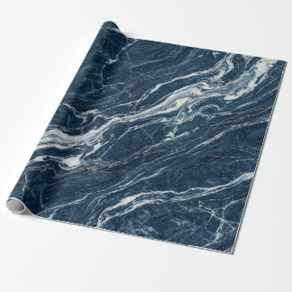 Blue Marble Swirl Elegant Modern Style Wrapping Paper