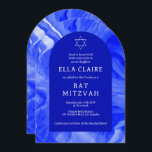 Blue Marble Swirls Star QR Bar Bat Mitzvah Arch Invitation<br><div class="desc">Perfect card to announce a bat mitzvah, bar mitzvah or other Jewish celebration! Hand made watercolor swirl art for you on the front and back side! FULLY CUSTOMIZABLE! Click on “Personalise” above to edit the text. Click "edit using design tool" to adjust the fonts, colours and placements and to add...</div>
