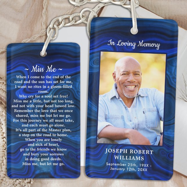 Blue Marble Sympathy Photo Funeral Memorial Prayer Key Ring (Creator Uploaded)