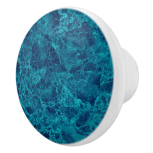 Blue Marble Terrazzo Structure Ceramic Knob