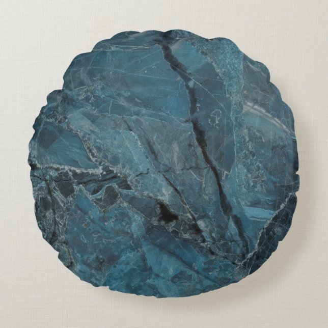 blue marble texture background, Italian marbel wit Round Cushion (Front)