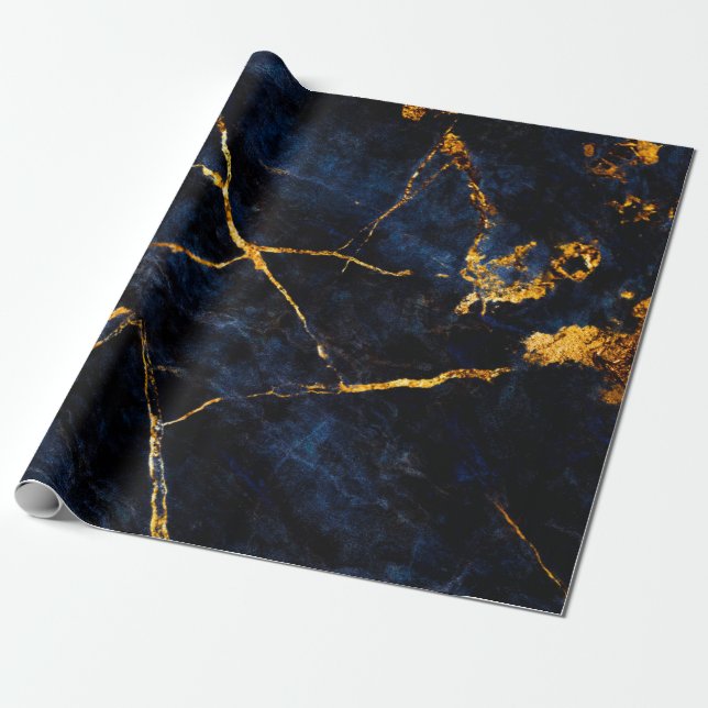 Blue marble texture background, Italian marble sla Wrapping Paper (Unrolled)