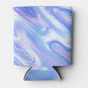 Blue marble texture, liquid shiny background. can cooler