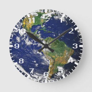 Blue Marble Time Round Clock