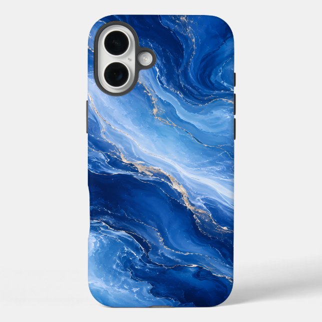 Blue Marble Waves Luxury Abstract Case-Mate iPhone Case (Back)