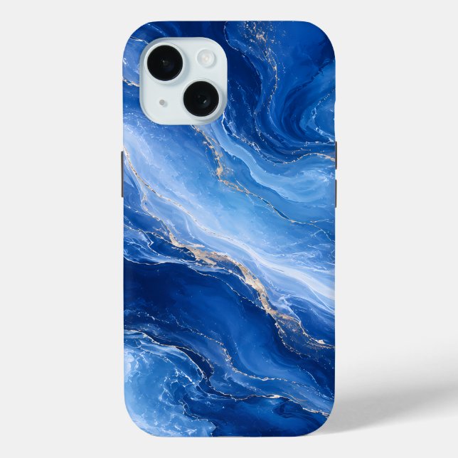 Blue Marble Waves Luxury Abstract Case-Mate iPhone Case (Back)