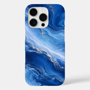 Blue Marble Waves Luxury Abstract iPhone 16 Pro Case