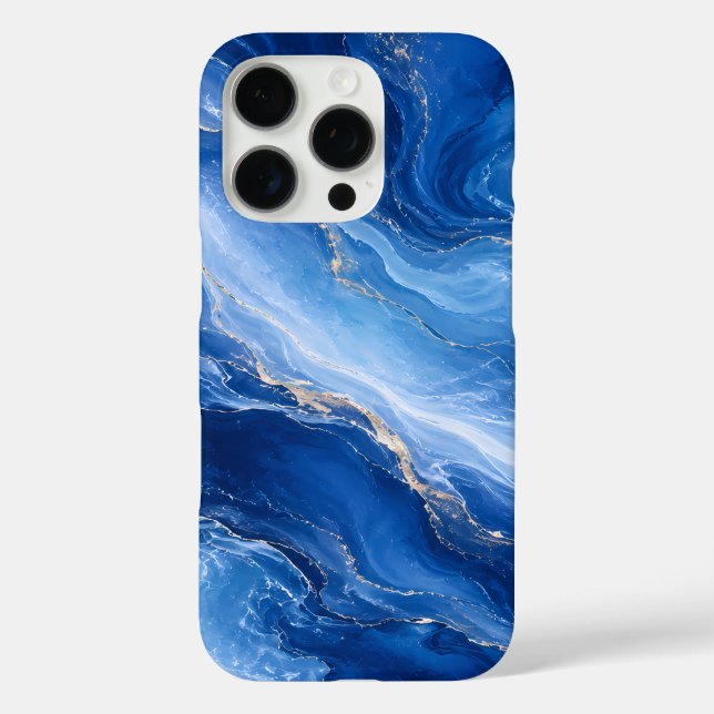 Blue Marble Waves Luxury Abstract Case-Mate iPhone Case (Back)