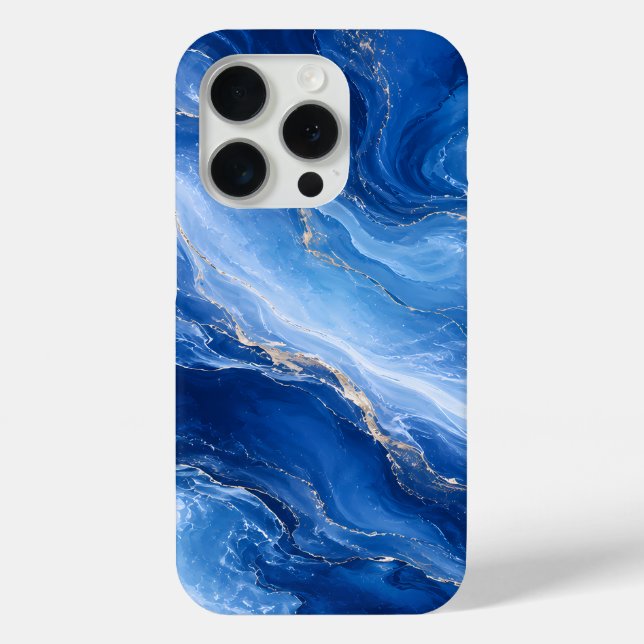 Blue Marble Waves Luxury Abstract Case-Mate iPhone Case (Back)