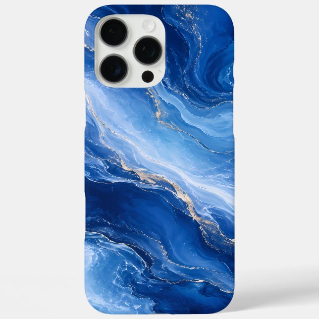 Blue Marble Waves Luxury Abstract Case-Mate iPhone Case (Back)