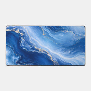 Blue Marble Waves Luxury Abstract Desk Mat