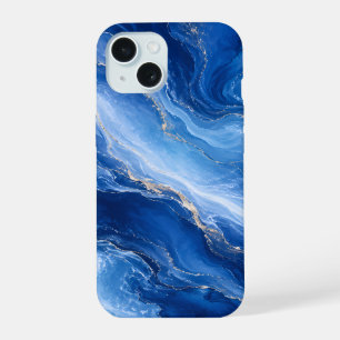 Blue Marble Waves Luxury Abstract iPhone 15 Case