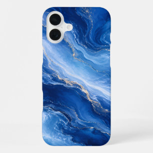 Blue Marble Waves Luxury Abstract iPhone 16 Plus Case