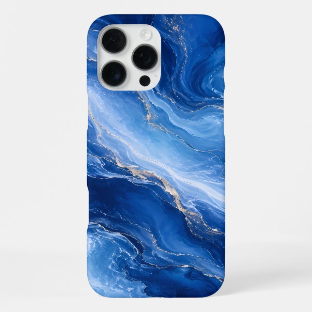 Blue Marble Waves Luxury Abstract iPhone Case (Back)