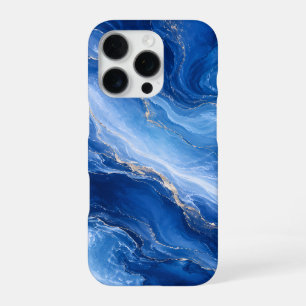 Blue Marble Waves Luxury Abstract iPhone 16 Pro Case