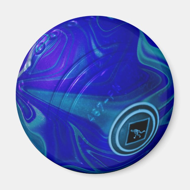 Blue Marbled Lawn Bowl, Fridge Magnet (Front)