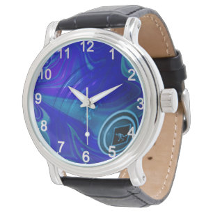 Blue Marbled Lawn Bowl, Mens Wristwatch