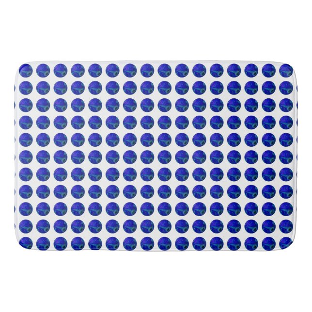 Blue Marbled Lawn Bowls,  Memory Foam Bathmat (Front)