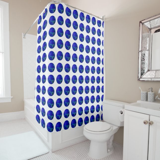 Blue Marbled Lawn Bowls,  Shower Curtain (In Situ)