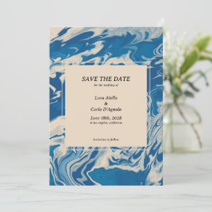 Blue Marbled Modern Costal Wedding Save The Date