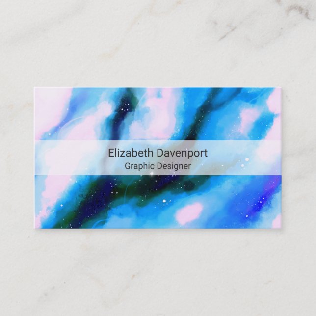 Blue Marbled Outer Space Abstract Background Business Card (Front)