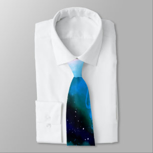 Blue Marbled Outer Space Abstract Background Tie