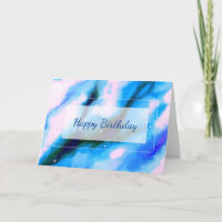 Blue Marbled Outer Space Abstract Happy Birthday