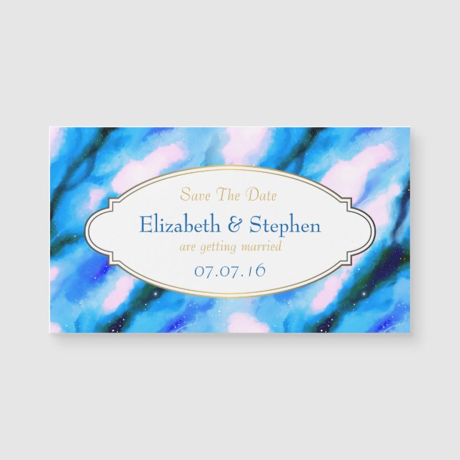 Blue Marbled Outer Space Abstract Save The Date (Front)