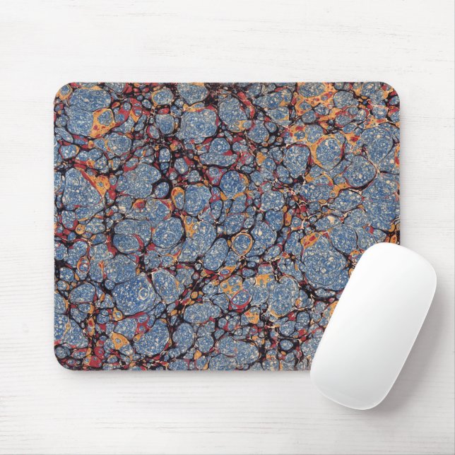 Blue Marbled Paper Pattern Mouse Pad (With Mouse)