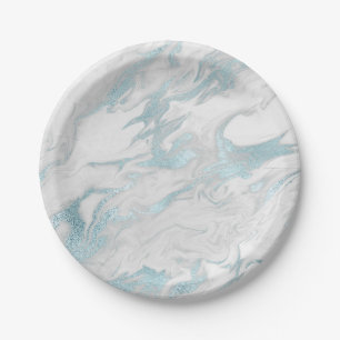Blue Marbled Paper Plate