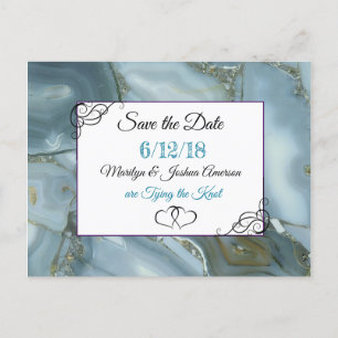 Blue Marbled Stone Save the Date Postcard