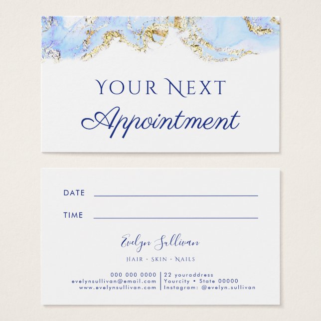 blue marbling design Appointment Card (Front & Back)