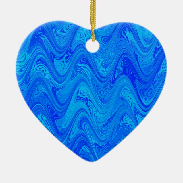 Blue Marbling Pattern Ceramic Tree Decoration (Front)