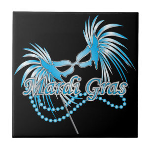Blue Mardi Gras Mask Tile