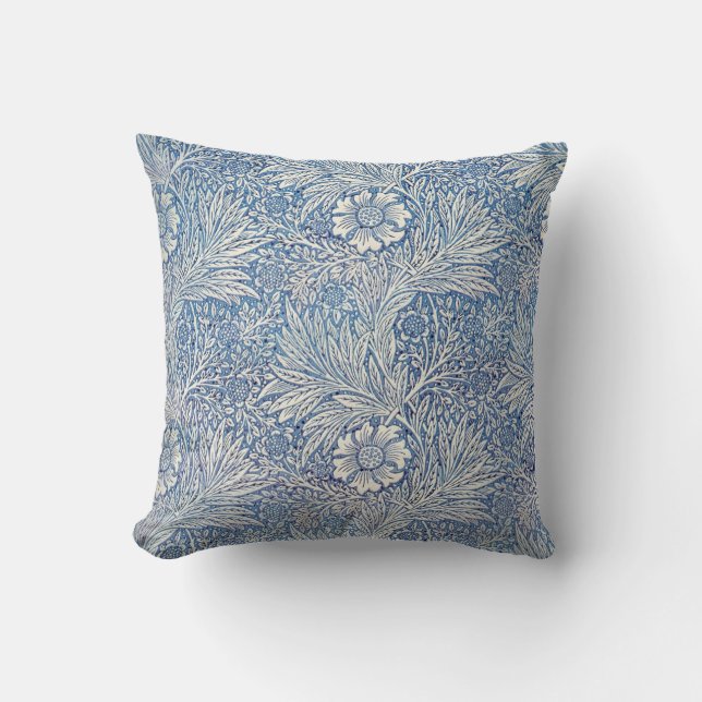 Blue Marigold by William Morris Cushion (Front)