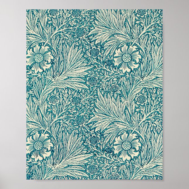 Blue marigold illustration by William Morris  Poster (Front)