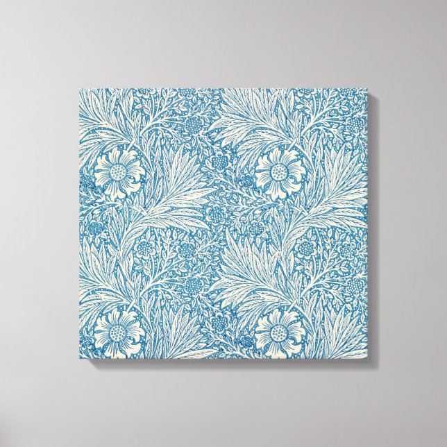 Blue Marigolds (by William Morris) Canvas Print (Front)