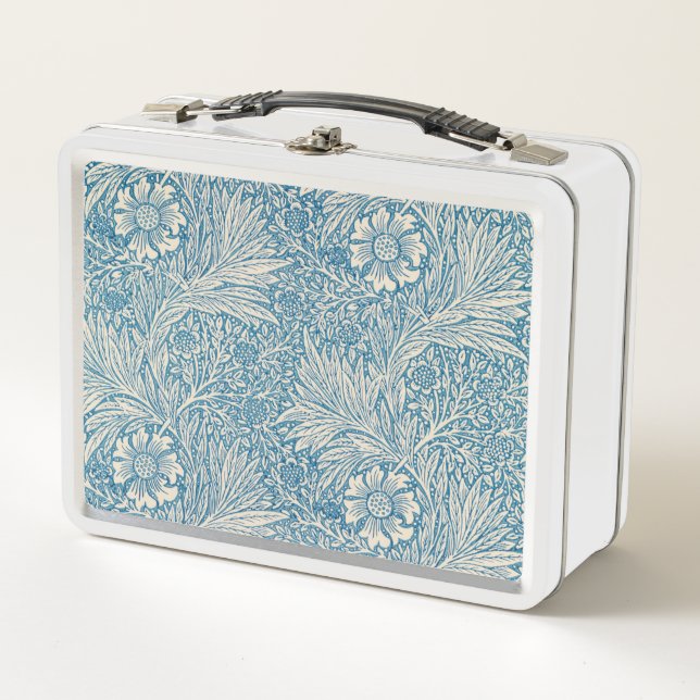 Blue Marigolds (by William Morris) Metal Lunch Box (Front)