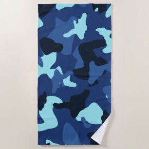 Blue marine army camo camouflage pattern beach towel
