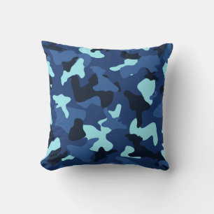 Blue marine army camo camouflage pattern cushion
