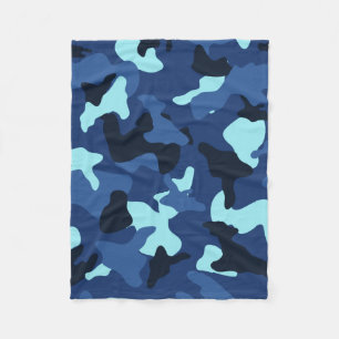 Blue marine army camo camouflage pattern fleece blanket