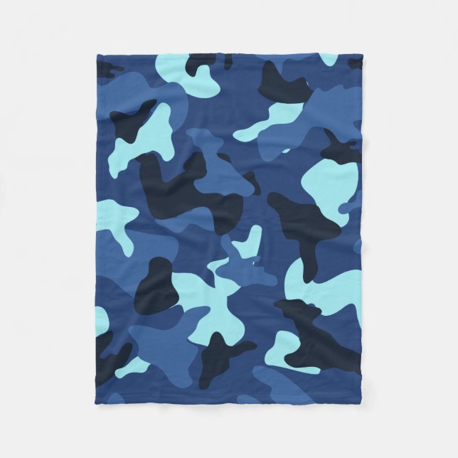Blue marine army camo camouflage pattern fleece blanket (Front)